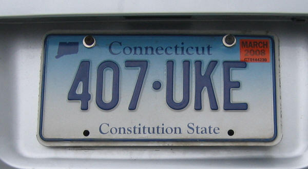 Random Letters CONNECTICUT Blue Fade License Plate Constitution State CT 
