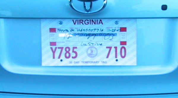 virginia temporary tag